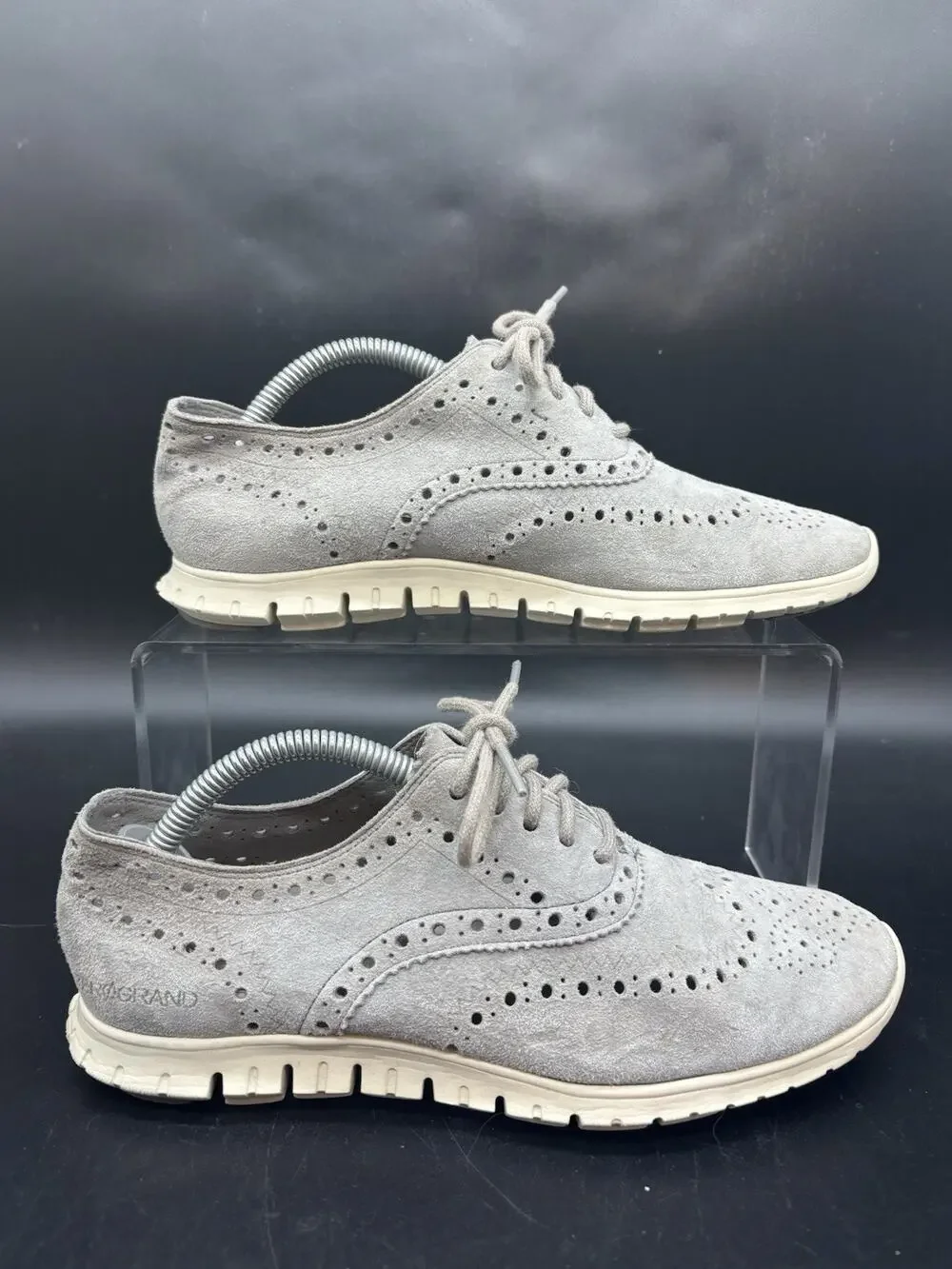 Cole Haan Zerogrand Women'S Gray Wingtip Oxford Perforated Shoes Size 6.5 B